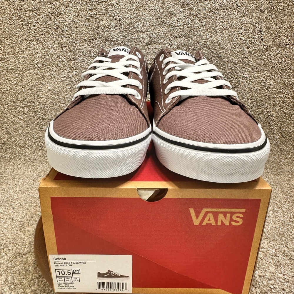 Vans sedan canvas deep taupe/white mens size 10.5 women’s size 12 New with box - Picture 6 of 9